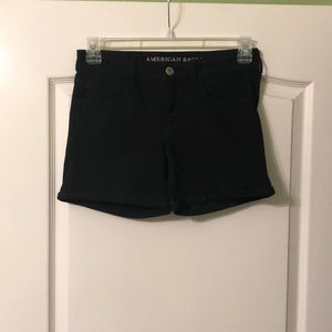 super stretch black jean shorts